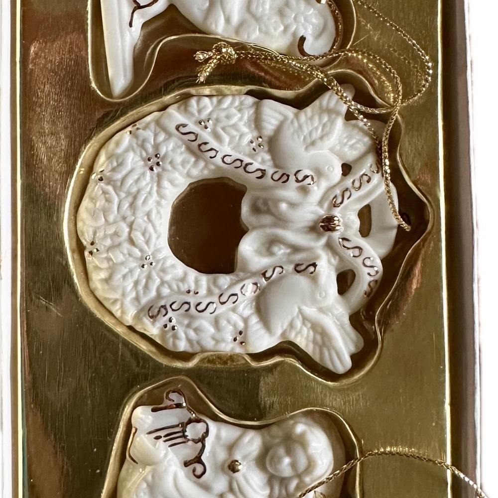 Avon Red and Gold Porcelain Ornament Set